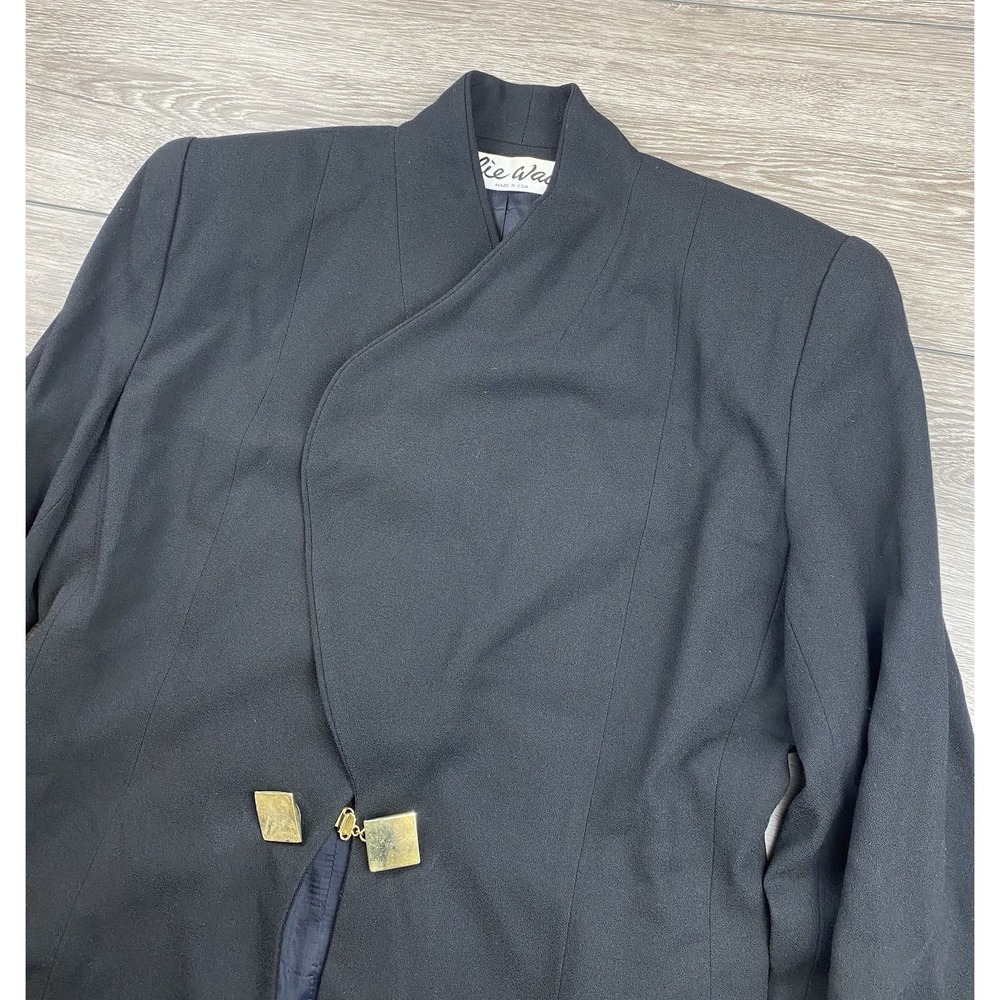 Ilie Wacs Women's Wool Silk Blend Blazer Black Size 12‎